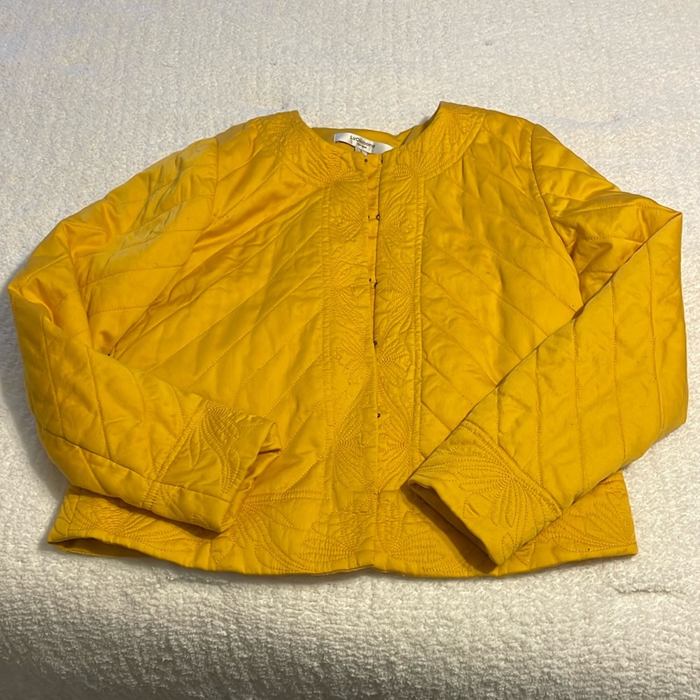 Yellow puffer bomber jacket